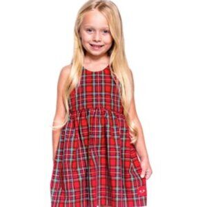 NWOT Girls Smiling Button Plaid Cross Back Dress
